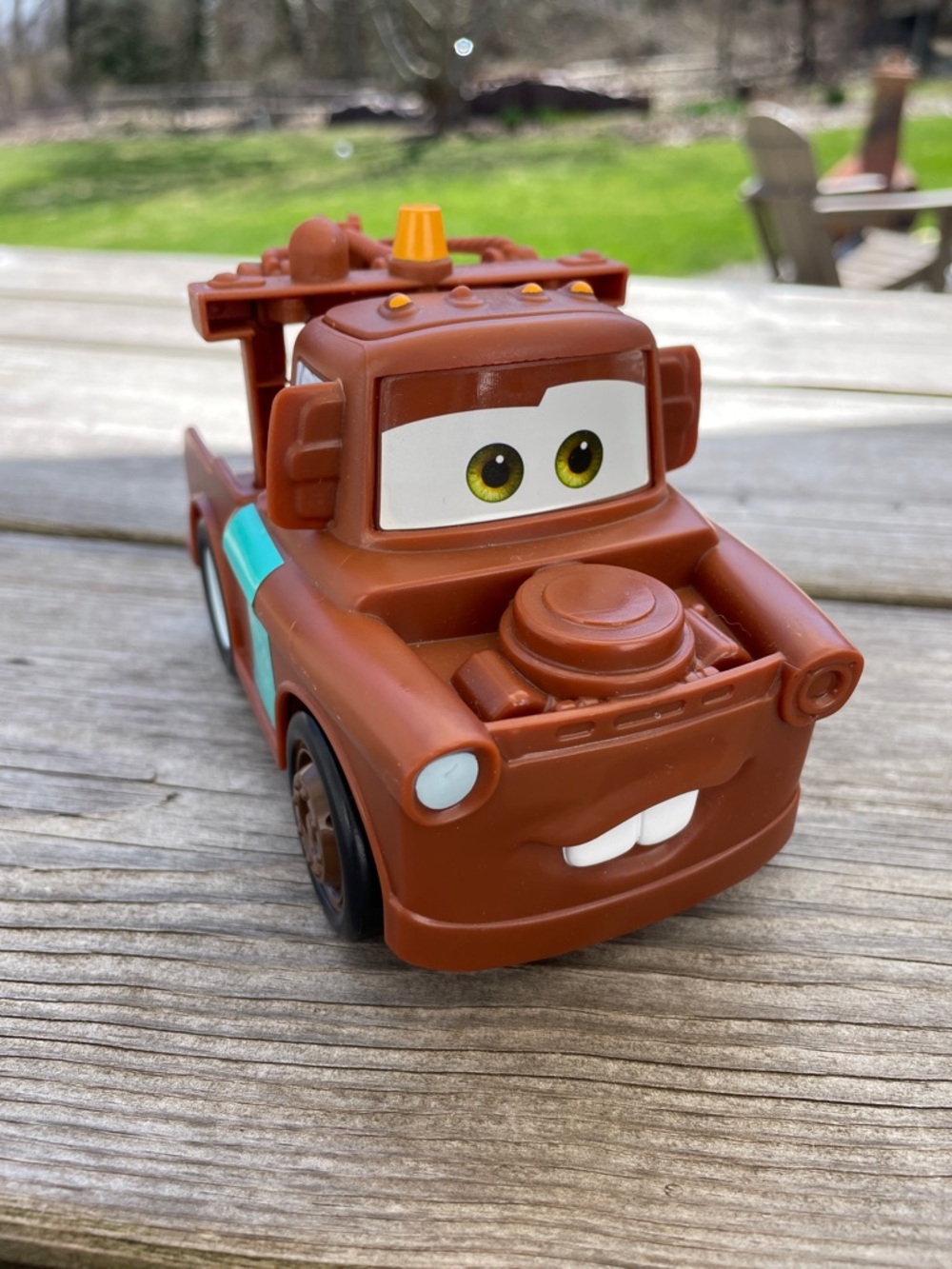 Mattel Brown Tow Truck Character Toy with Teal Accent
